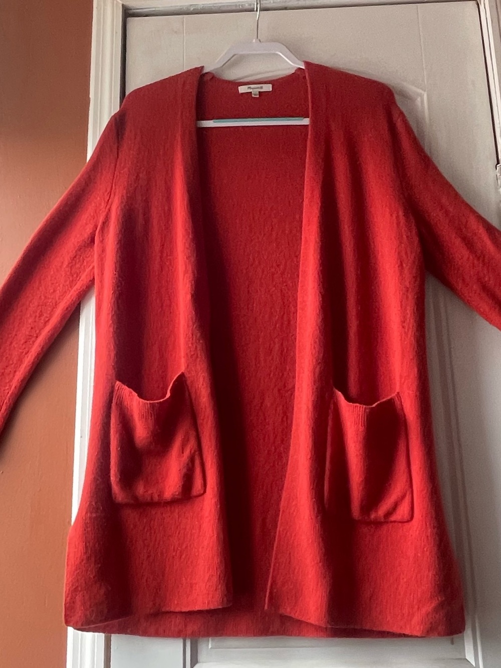 Madewell Dark Orange Open-Front Pocket Cardigan